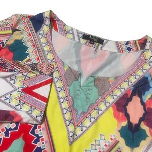 Lior XXL Bright Bold Ladies Top‎ 3/4 Sleeve Polyester Blend